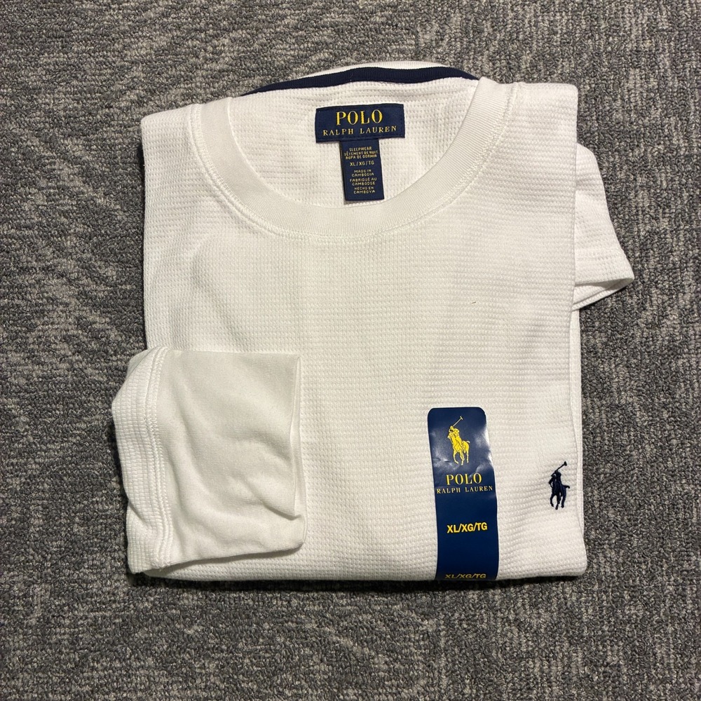 Polo Ralph Lauren Men's XL Waffle Knit Thermal Sleep Shirt White NWT